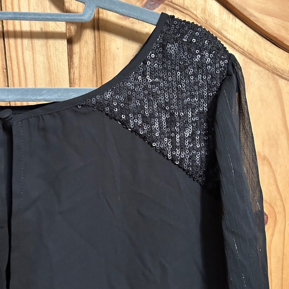 Torrid Black Sheer and SequinLong Sleeve Blouse - Picture 8 of 8